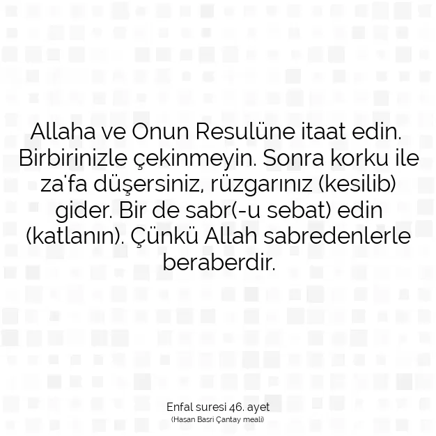 Ayetbul | Kuran Mealleri | Quran | Enfal suresi 46. ayet