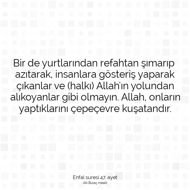 Ayetbul | Kuran Mealleri | Quran | Enfal suresi 47. ayet