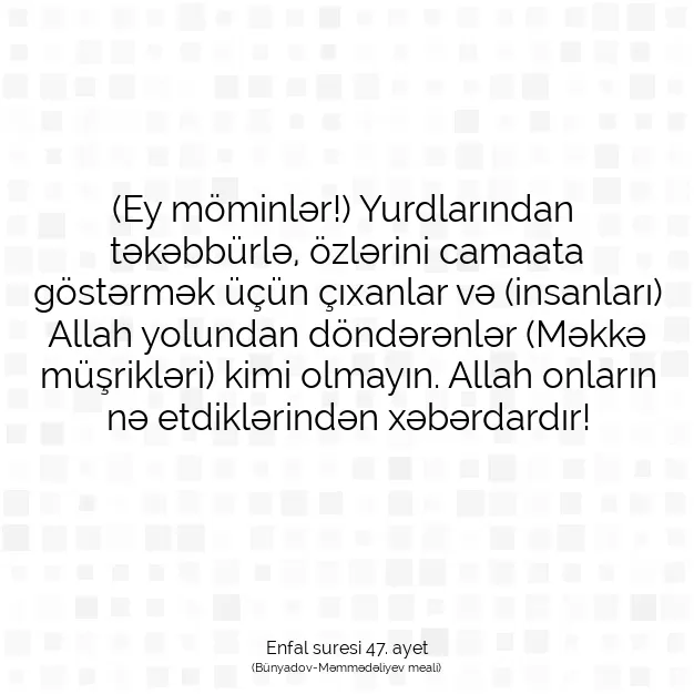 Ayetbul | Kuran Mealleri | Quran | Enfal suresi 47. ayet