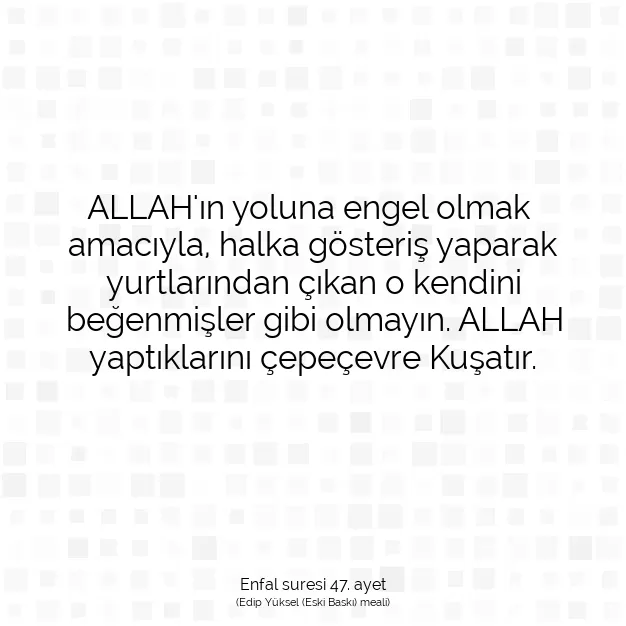 Ayetbul | Kuran Mealleri | Quran | Enfal suresi 47. ayet