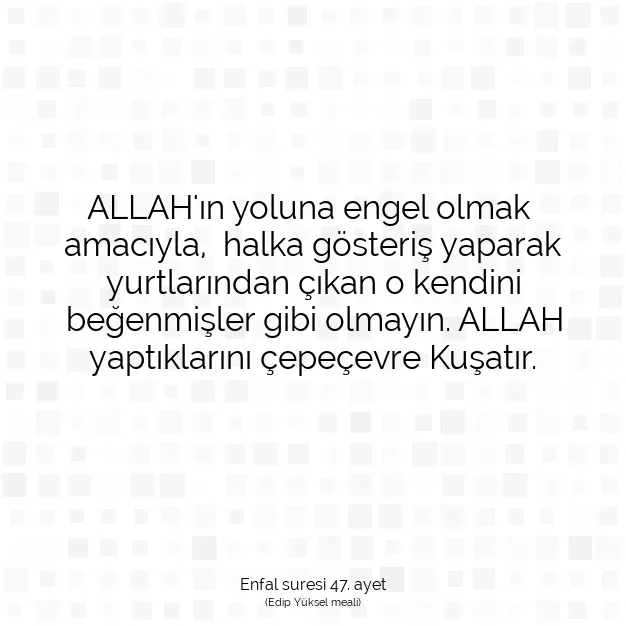 Ayetbul | Kuran Mealleri | Quran | Enfal suresi 47. ayet