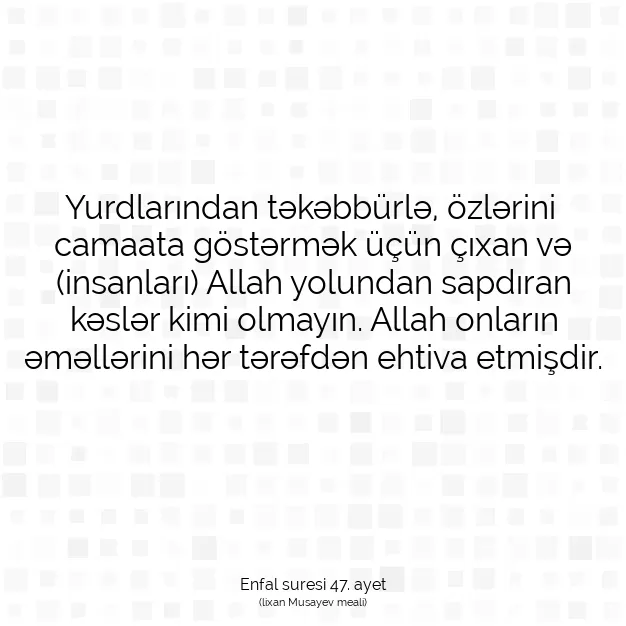 Ayetbul | Kuran Mealleri | Quran | Enfal suresi 47. ayet