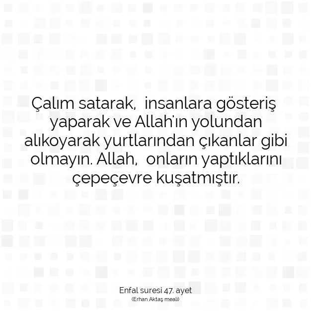 Ayetbul | Kuran Mealleri | Quran | Enfal suresi 47. ayet