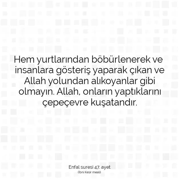 Ayetbul | Kuran Mealleri | Quran | Enfal suresi 47. ayet