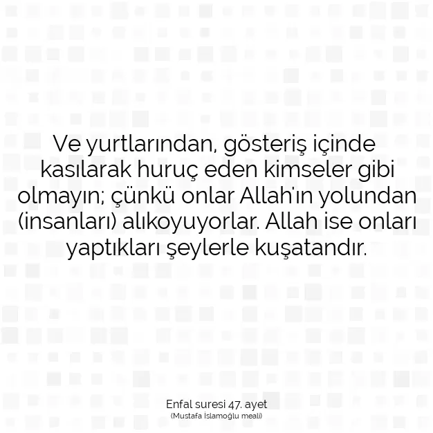 Ayetbul | Kuran Mealleri | Quran | Enfal suresi 47. ayet