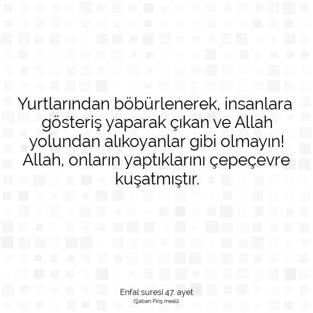 Ayetbul | Kuran Mealleri | Quran | Enfal suresi 47. ayet