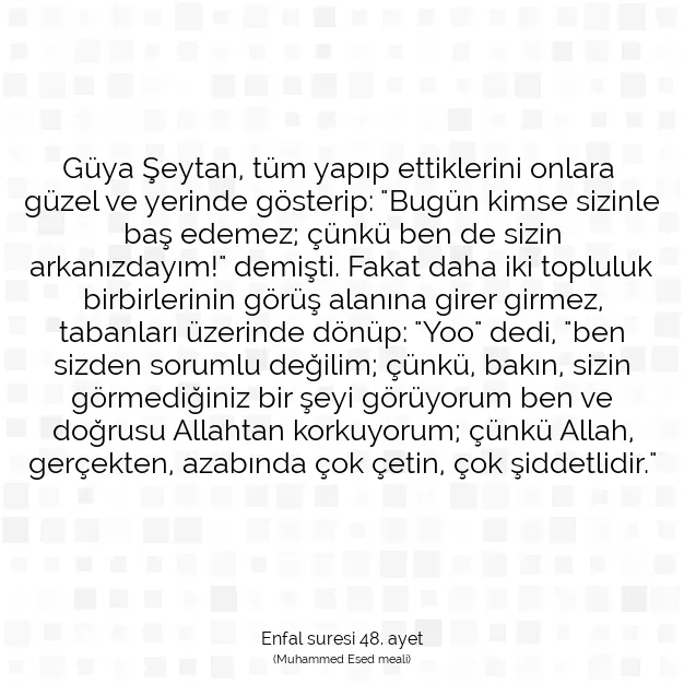 Ayetbul | Kuran Mealleri | Quran | Enfal suresi 48. ayet