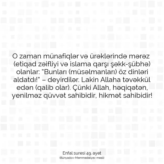 Ayetbul | Kuran Mealleri | Quran | Enfal suresi 49. ayet