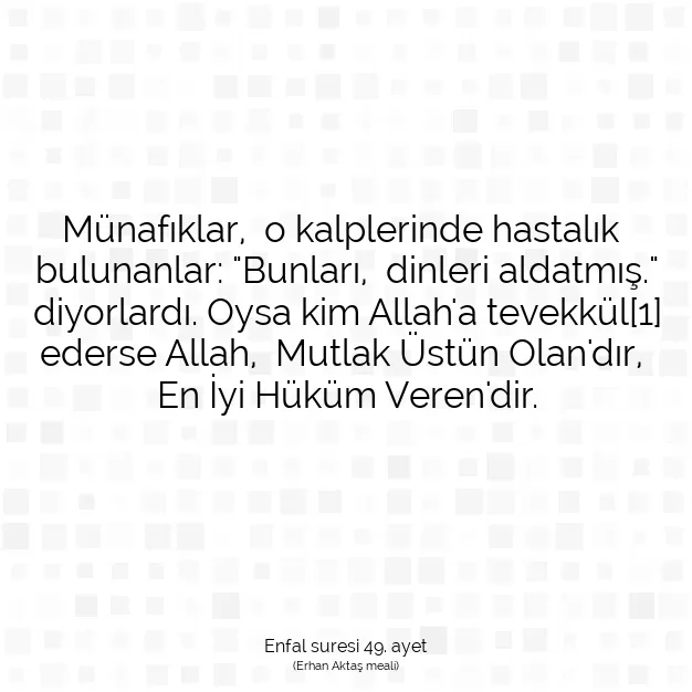 Ayetbul | Kuran Mealleri | Quran | Enfal suresi 49. ayet