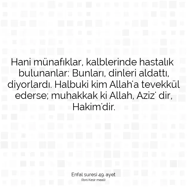 Ayetbul | Kuran Mealleri | Quran | Enfal suresi 49. ayet