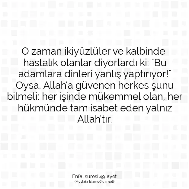 Ayetbul | Kuran Mealleri | Quran | Enfal suresi 49. ayet