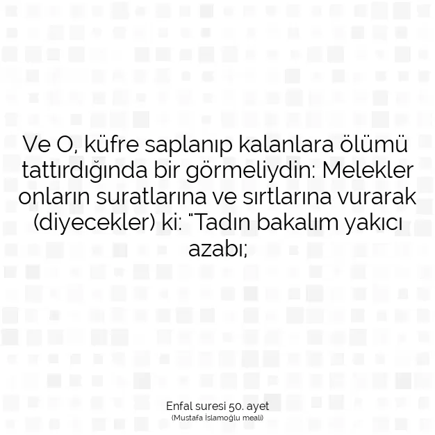 Ayetbul | Kuran Mealleri | Quran | Enfal suresi 50. ayet