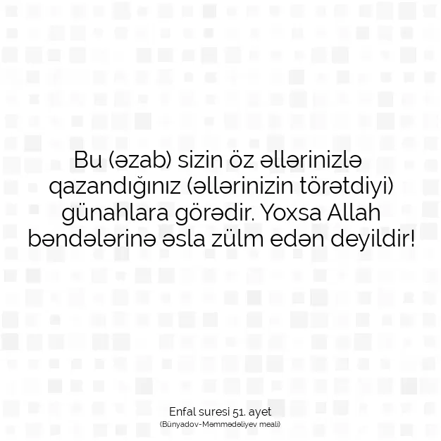 Ayetbul | Kuran Mealleri | Quran | Enfal suresi 51. ayet