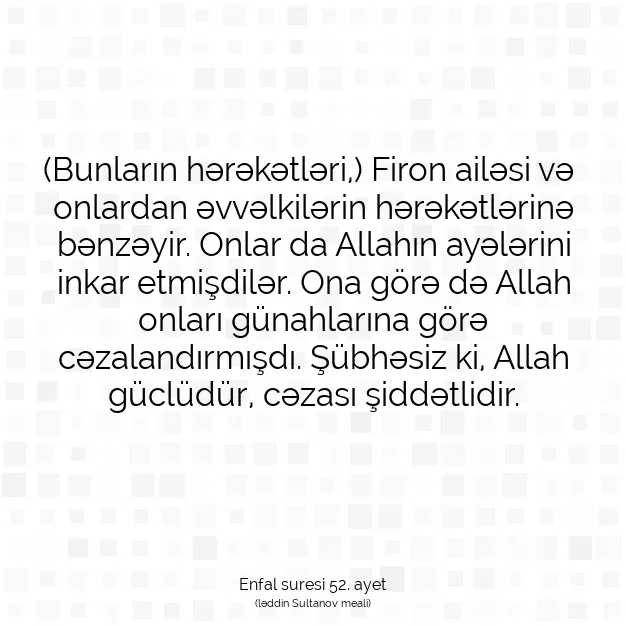 Ayetbul | Kuran Mealleri | Quran | Enfal suresi 52. ayet