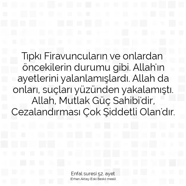 Ayetbul | Kuran Mealleri | Quran | Enfal suresi 52. ayet