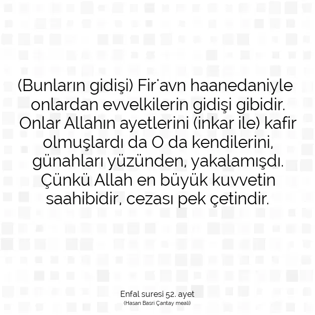 Ayetbul | Kuran Mealleri | Quran | Enfal suresi 52. ayet