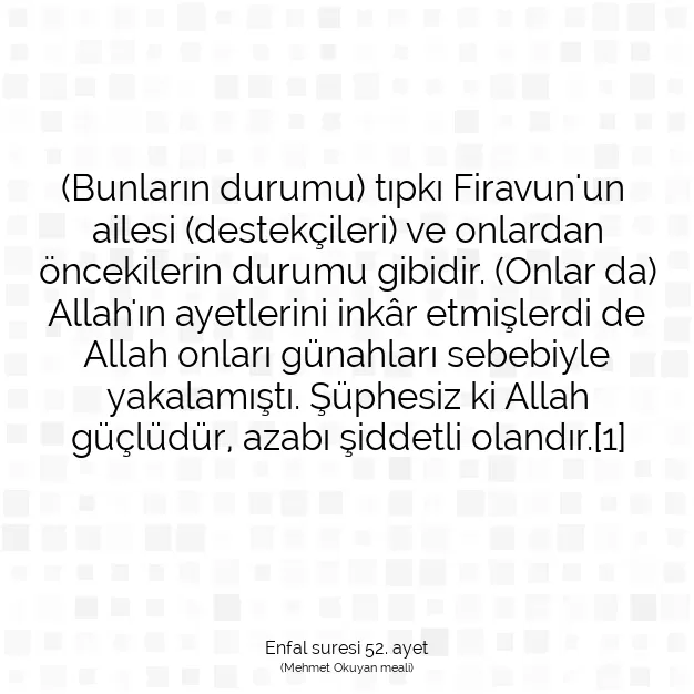 Ayetbul | Kuran Mealleri | Quran | Enfal suresi 52. ayet