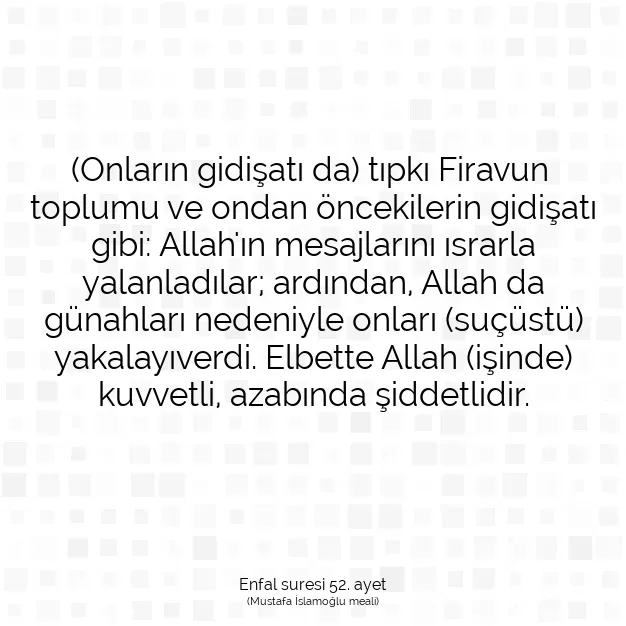 Ayetbul | Kuran Mealleri | Quran | Enfal suresi 52. ayet