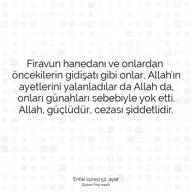 Ayetbul | Kuran Mealleri | Quran | Enfal suresi 52. ayet