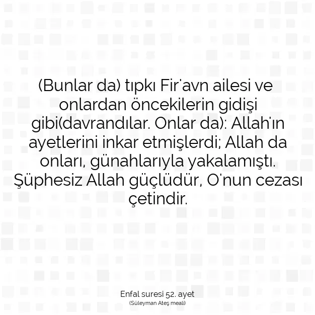 Ayetbul | Kuran Mealleri | Quran | Enfal suresi 52. ayet