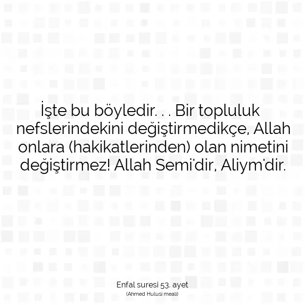 Ayetbul | Kuran Mealleri | Quran | Enfal suresi 53. ayet