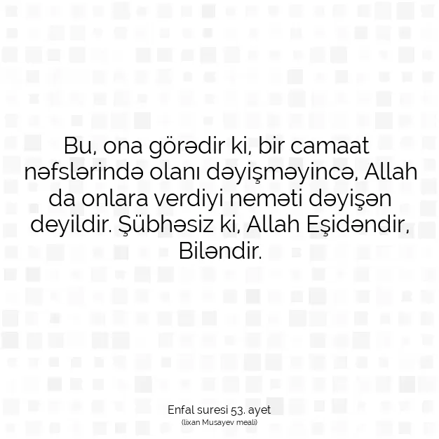 Ayetbul | Kuran Mealleri | Quran | Enfal suresi 53. ayet