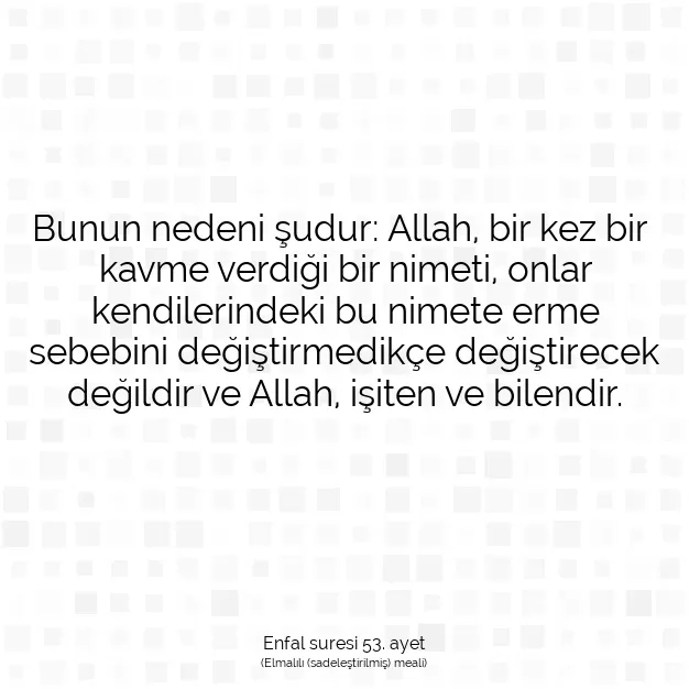 Ayetbul | Kuran Mealleri | Quran | Enfal suresi 53. ayet