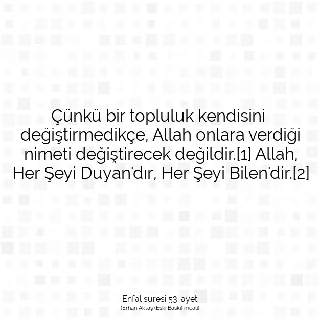 Ayetbul | Kuran Mealleri | Quran | Enfal suresi 53. ayet