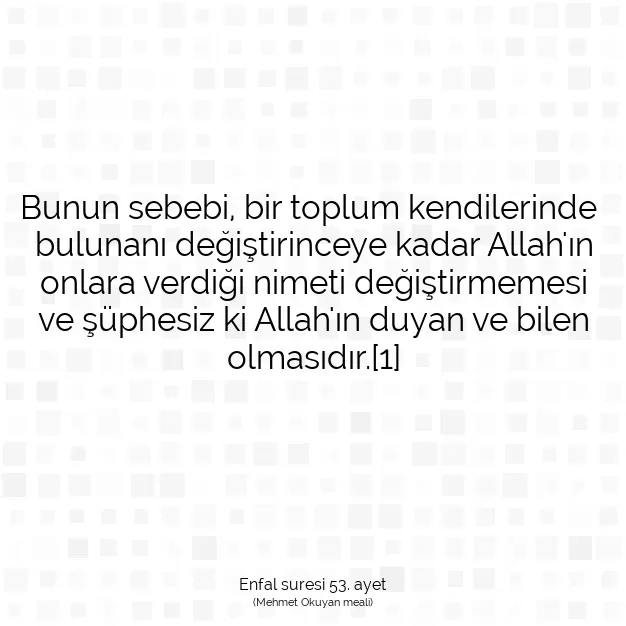 Ayetbul | Kuran Mealleri | Quran | Enfal suresi 53. ayet