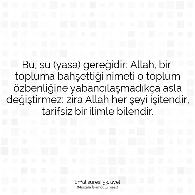 Ayetbul | Kuran Mealleri | Quran | Enfal suresi 53. ayet