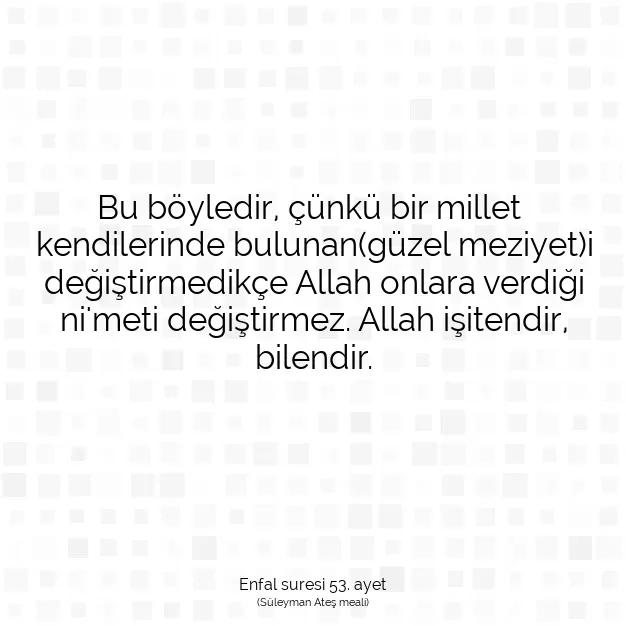 Ayetbul | Kuran Mealleri | Quran | Enfal suresi 53. ayet