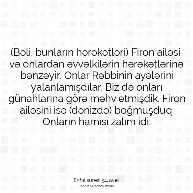 Ayetbul | Kuran Mealleri | Quran | Enfal suresi 54. ayet