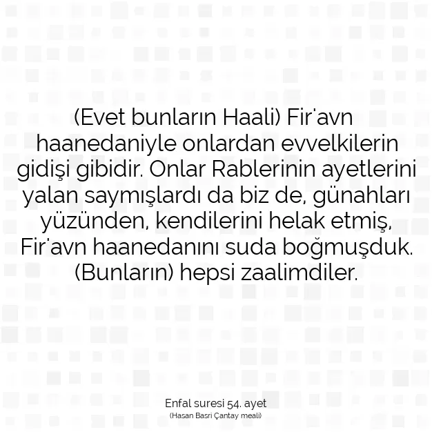 Ayetbul | Kuran Mealleri | Quran | Enfal suresi 54. ayet