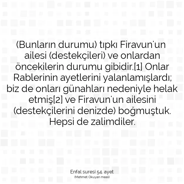 Ayetbul | Kuran Mealleri | Quran | Enfal suresi 54. ayet