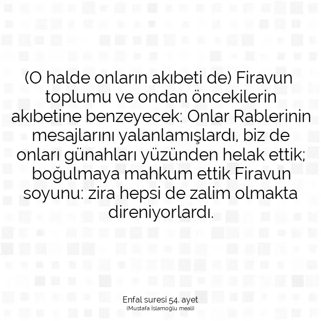 Ayetbul | Kuran Mealleri | Quran | Enfal suresi 54. ayet