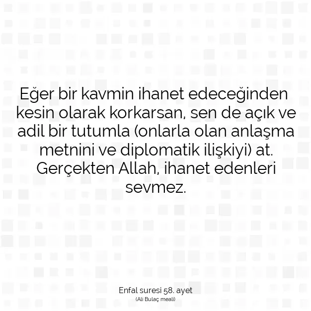 Ayetbul | Kuran Mealleri | Quran | Enfal suresi 58. ayet