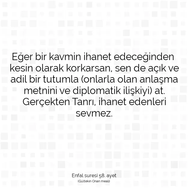 Ayetbul | Kuran Mealleri | Quran | Enfal suresi 58. ayet