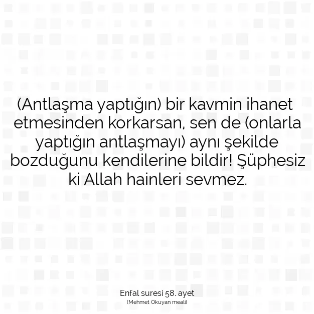 Ayetbul | Kuran Mealleri | Quran | Enfal suresi 58. ayet