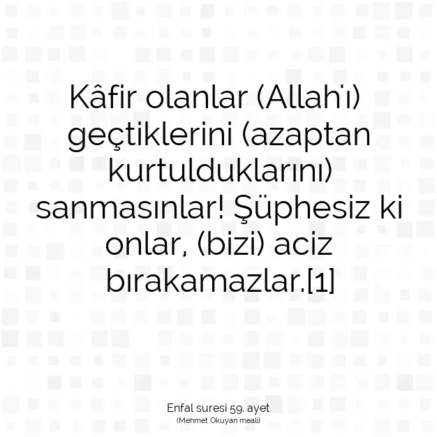 Ayetbul | Kuran Mealleri | Quran | Enfal suresi 59. ayet