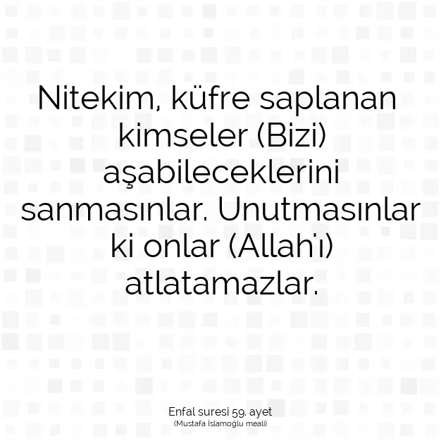 Ayetbul | Kuran Mealleri | Quran | Enfal suresi 59. ayet