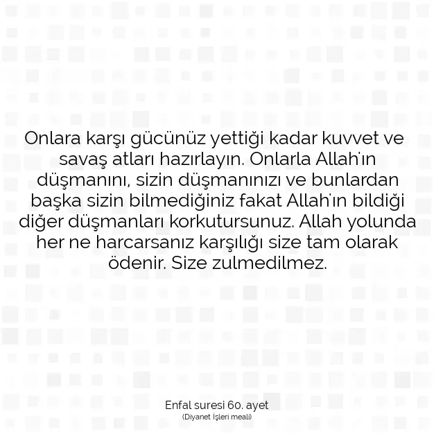 Ayetbul | Kuran Mealleri | Quran | Enfal suresi 60. ayet