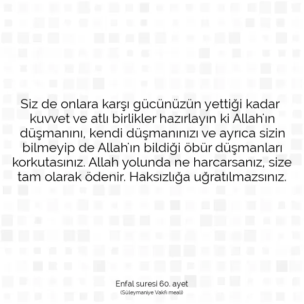 Ayetbul | Kuran Mealleri | Quran | Enfal suresi 60. ayet