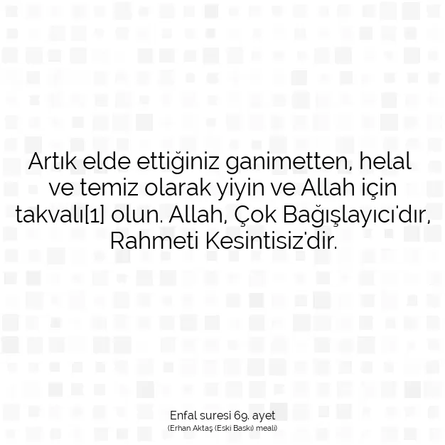 Ayetbul | Kuran Mealleri | Quran | Enfal suresi 69. ayet