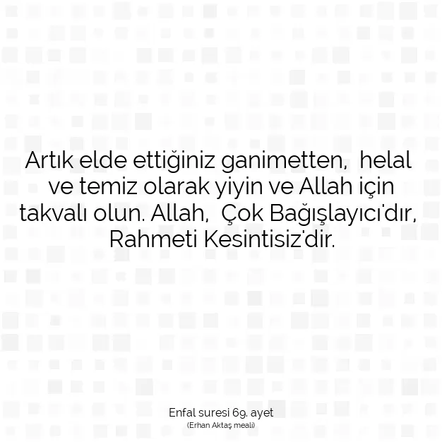 Ayetbul | Kuran Mealleri | Quran | Enfal suresi 69. ayet