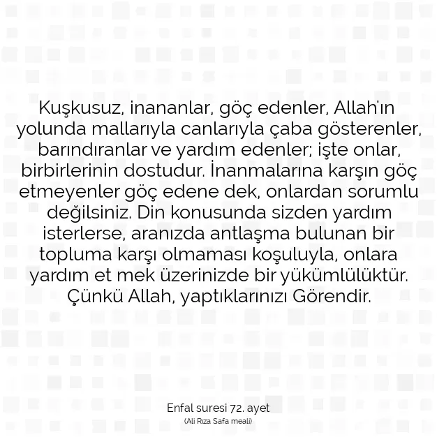 Ayetbul | Kuran Mealleri | Quran | Enfal suresi 72. ayet