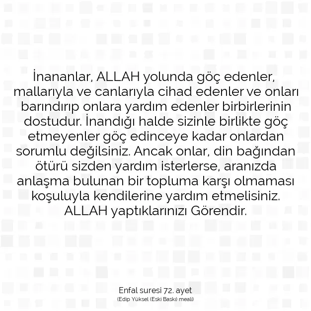 Ayetbul | Kuran Mealleri | Quran | Enfal suresi 72. ayet