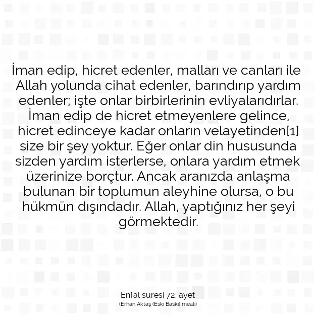 Ayetbul | Kuran Mealleri | Quran | Enfal suresi 72. ayet