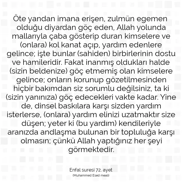 Ayetbul | Kuran Mealleri | Quran | Enfal suresi 72. ayet