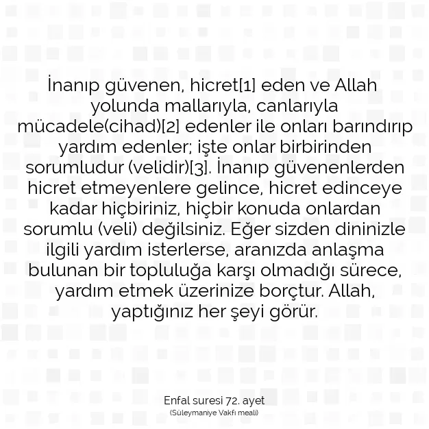 Ayetbul | Kuran Mealleri | Quran | Enfal suresi 72. ayet