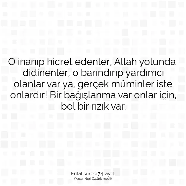 Ayetbul | Kuran Mealleri | Quran | Enfal suresi 74. ayet